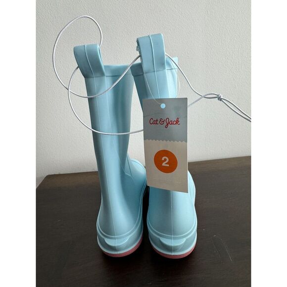 Cat & Jack Girls Youth Shoes 2 Blue Andy Slip-On Waterproof Rain Boots new NWT - Picture 3 of 3